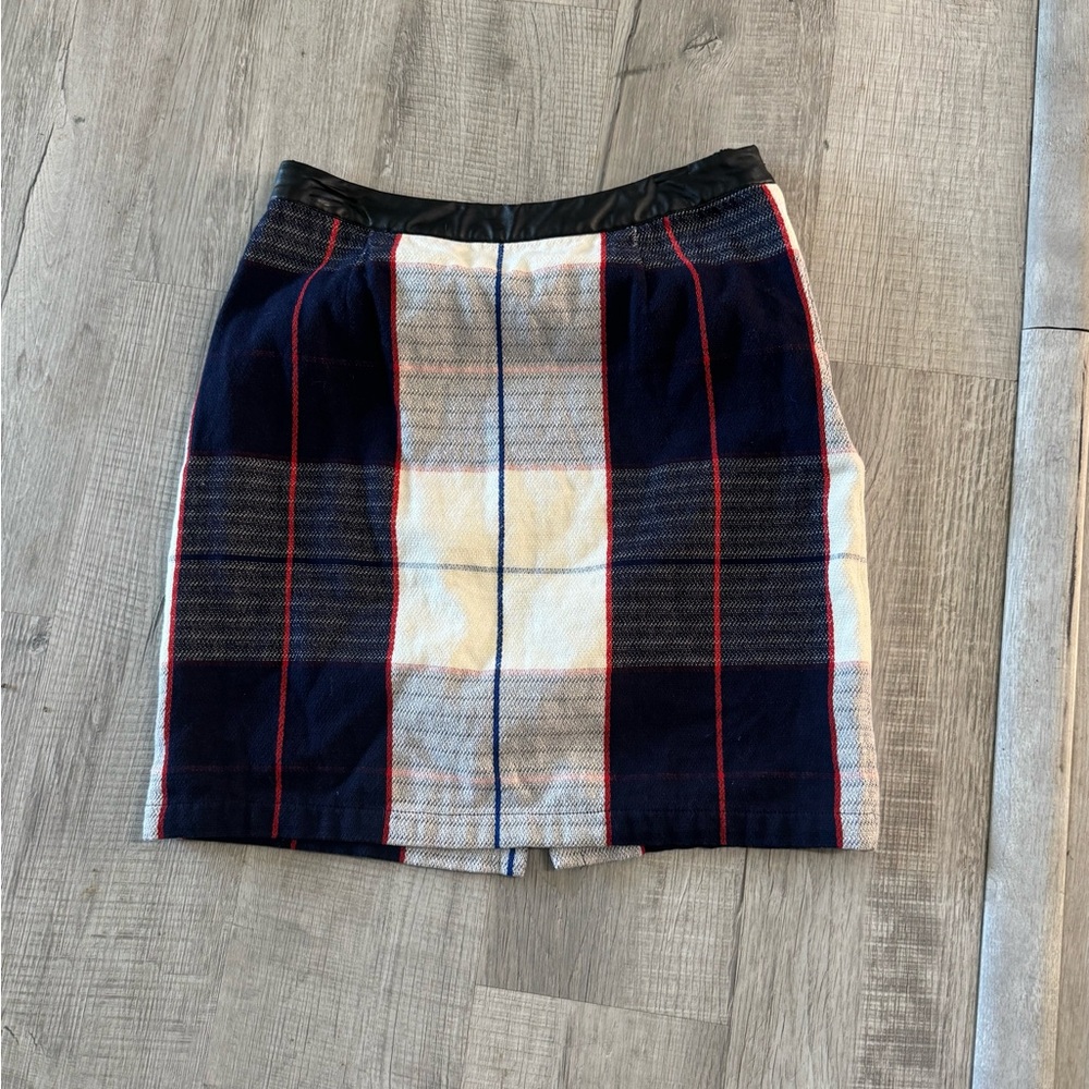 Merona Navy and Cream Plaid Pencil Skirt